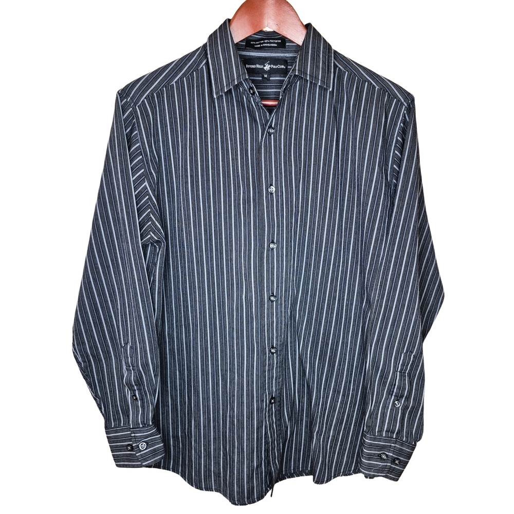Beverly Hills Polo Club Striped Button Down Shirt Size M